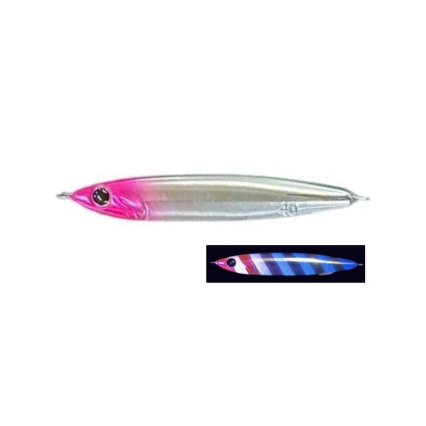 Zeake R Sardine 40 gr Metal Jig - RS122 Pink Head Aluminum UV Zebra