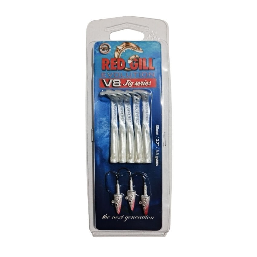 Red Gill Evolution V8 Jig Series 80mm Silikon Yem - Silver Pearl