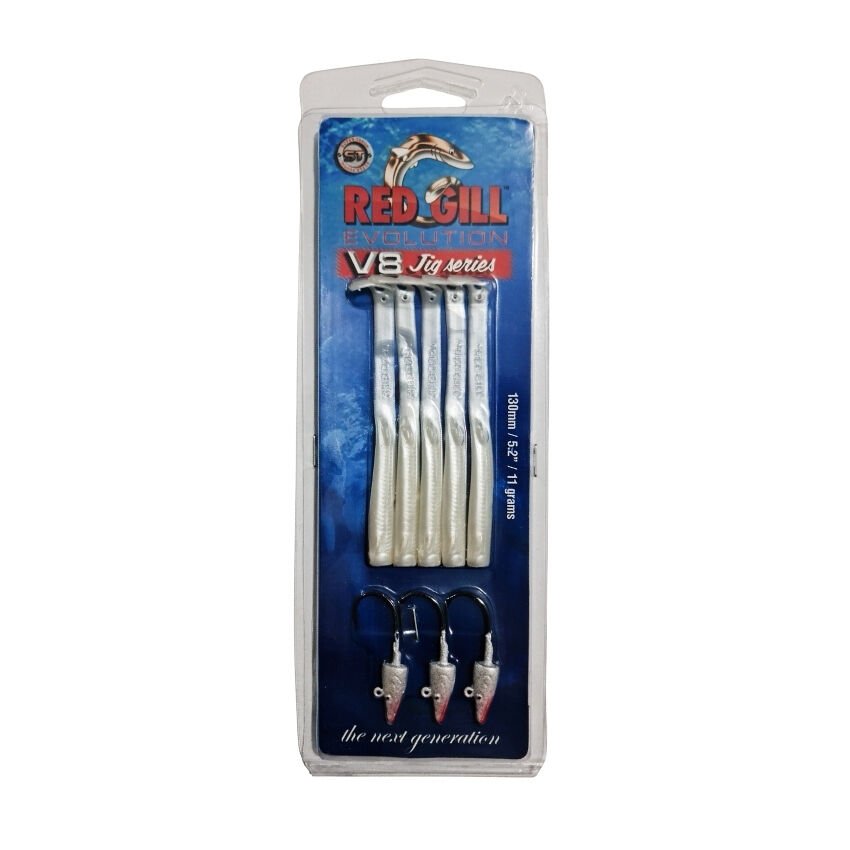 Red Gill Evolution V8 Jig Series 130mm Silikon Yem - Silver Pearl