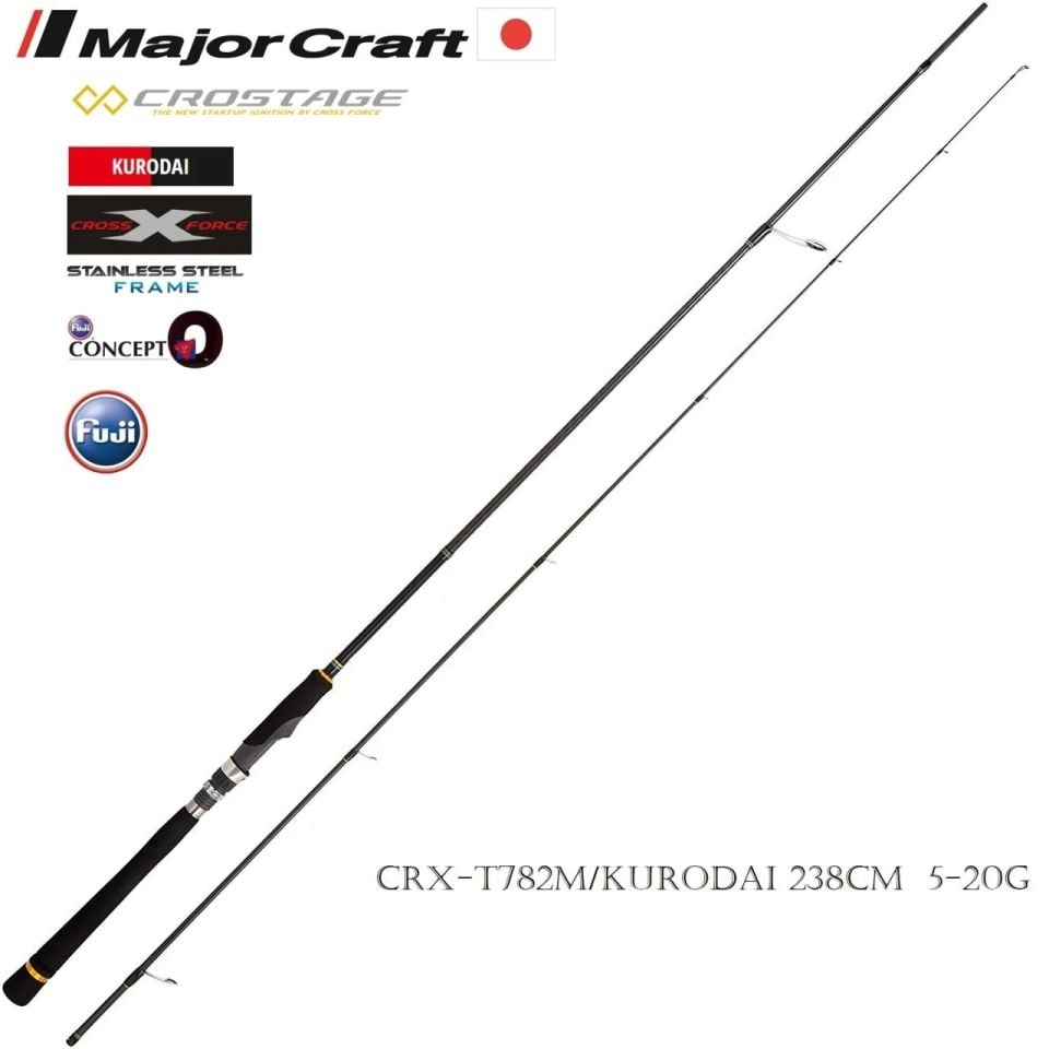 Major Craft New Crostage CRX-T782M/Kurodai Light Rock Light Spin Kamış 238cm 5-20g